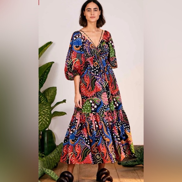 FARM Rio Dresses & Skirts - Farm Rio Under The Sea MIDI Cotton Dress Medium $275
